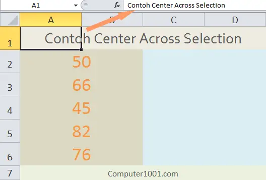 Contoh center across selection Excel