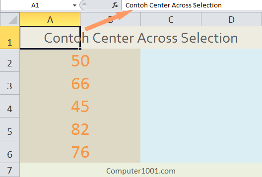 Contoh center across selection Excel