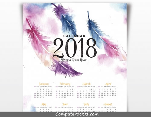 Template kalender 2018