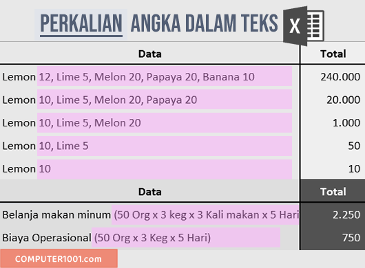 2 Rumus Excel Perkalian Angka dalam Teks 2 Rumus Excel Perkalian Angka dalam Teks