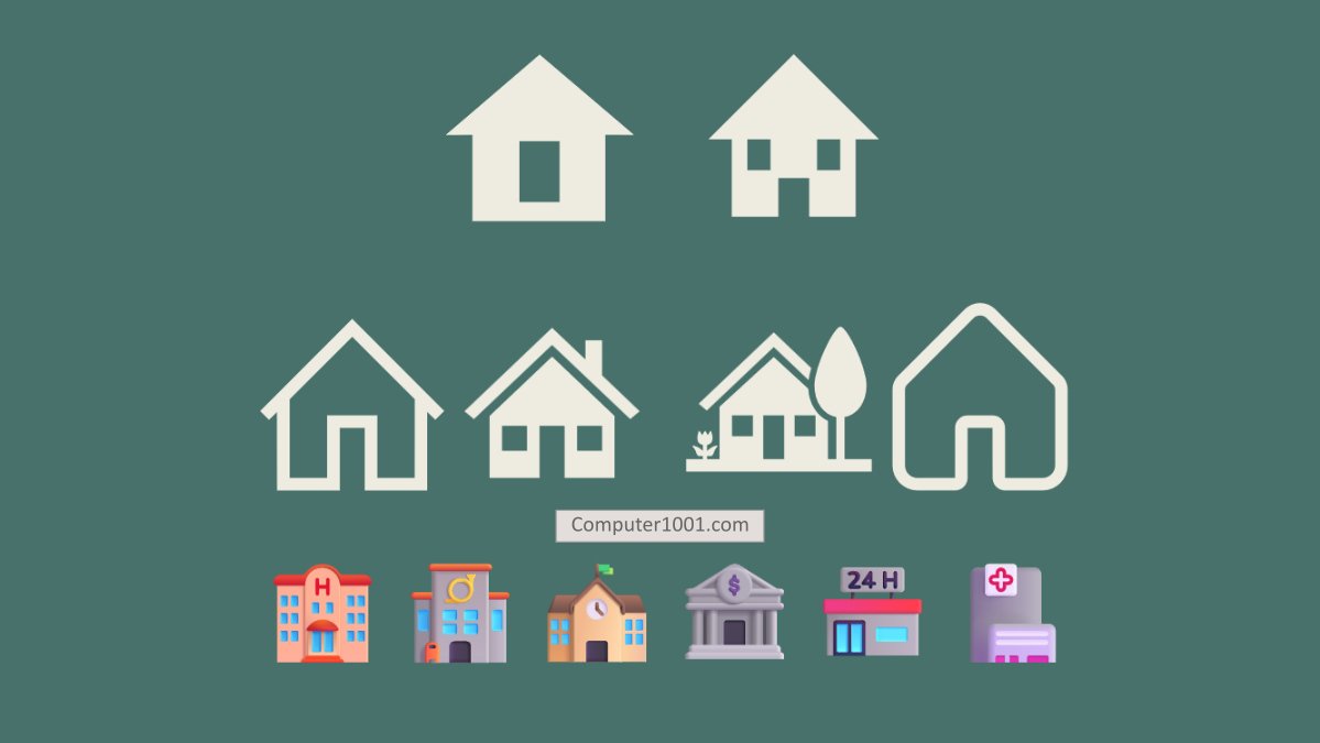 Cara Membuat Simbol Rumah di Word Excel PowerPoint + Bangunan Perkantoran, Bank, Rumah Sakit, Hotel, dan Sekolah