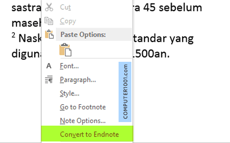 Cara Mengubah Satu Footnote Menjadi Endnote Cara Mengubah Satu Footnote Menjadi Endnote