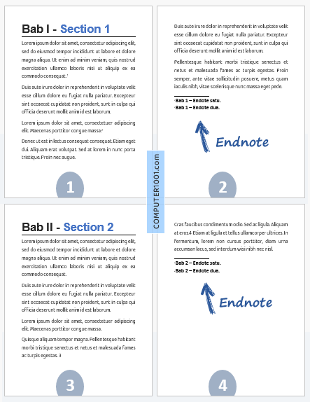 Posisi 2: Endnote di Akhir Setiap Section (Bab) Posisi 2: Endnote di Akhir Setiap Section (Bab)
