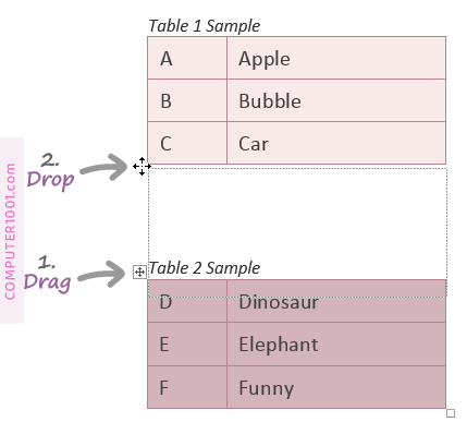 Cara 2: Menggabungkan Tabel Word dengan Drag dan Drop Cara 2: Menggabungkan Tabel Word dengan Drag dan Drop
