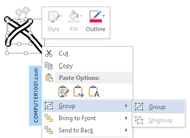 Menggabungkan Obyek Pens
