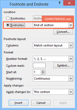Pengaturan Posisi Endnote di Akhir Setiap Section (Bab) Pengaturan Posisi Endnote di Akhir Setiap Section (Bab)