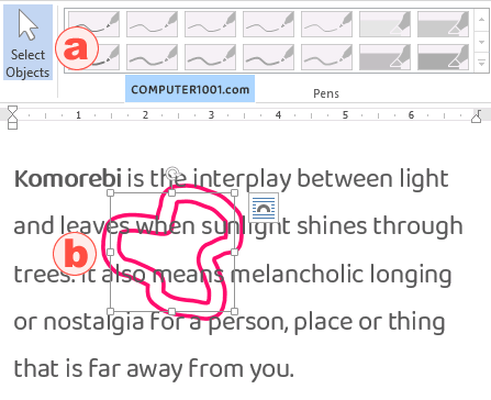 Memilih Obyek yang Berada di Bawah Teks