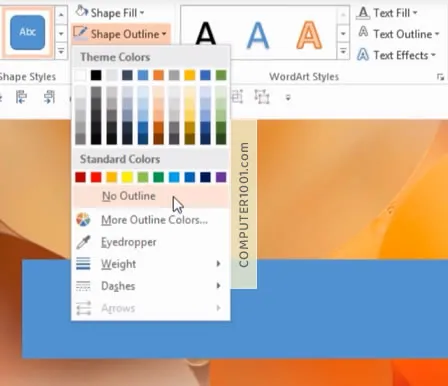 Beri No Outline pada Shape