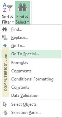 Pilih Go To Special Pilih Go To Special