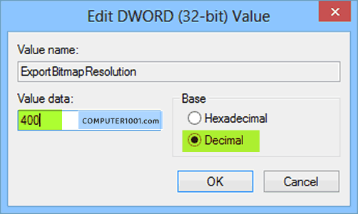 Settingan resolusi ekspor gambar