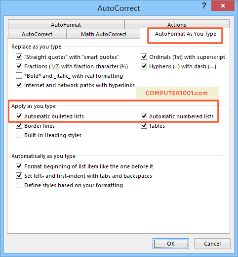 Cara Mengaktifkan Numbering dan Bullet Otomatis Cara Mengaktifkan Numbering dan Bullet Otomatis