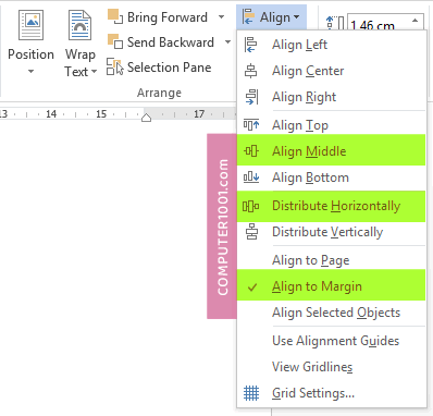 Align to Margin - Distribute Horizontally Align to Margin - Distribute Horizontally