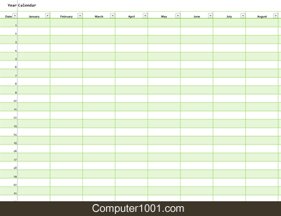 Template Kalender Excel Vertical