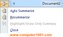 Klik Auto Summarize untuk membuka kotak dialog Klik Auto Summarize untuk membuka kotak dialog