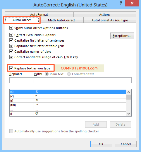 AutoCorrect - Replace text as you type AutoCorrect - Replace text as you type