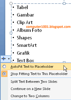 AutoFit Options - AutoFit Text to Placeholder - PowerPoint 2007