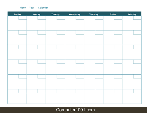 Excel Template Blank Monthly Calendar