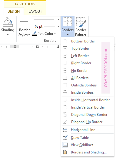 Cara Memberi Border Tabel Word Cara Memberi Border Tabel Word