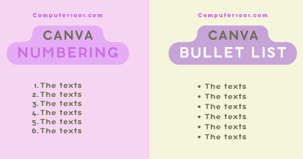 Canva Numbering & Bullet List Canva Numbering & Bullet List