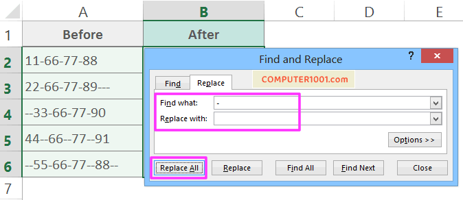 Cara Menghapus Tanda Strip di Excel dengan Find Replace Cara Menghapus Tanda Strip di Excel dengan Find Replace