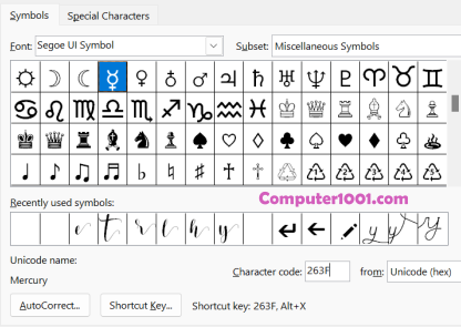 Cara Insert Simbol Planet di Word Excel PowerPoint
