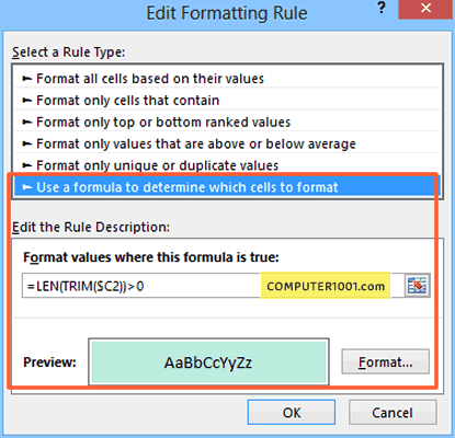 Cara Memasukkan Rumus pada Conditional Formatting