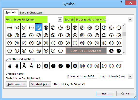 Cara Membuat Simbol Huruf Dalam Lingkaran