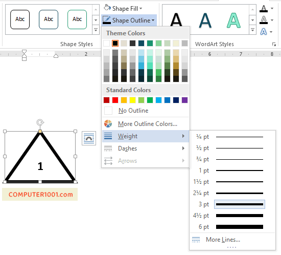 Cara Menebalkan Garis Bingkai Segitiga