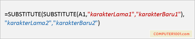 Cara Penulisan Rumus SUBSTITUTE Bertingkat