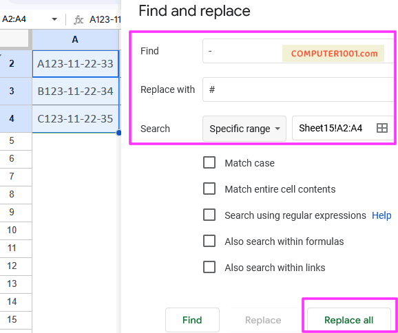 Cara Replace Karakter Tertentu di Google Sheets Cara Replace Karakter Tertentu di Google Sheets