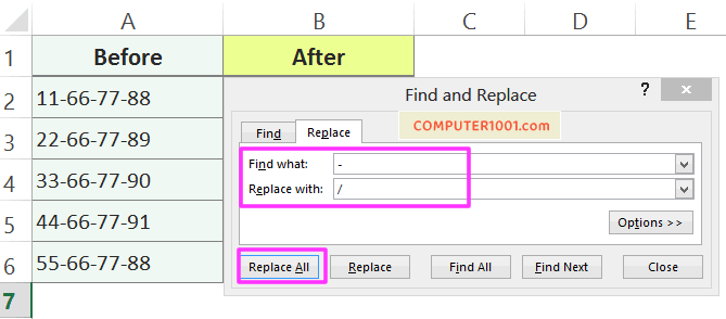 Replace Tanda Strip ke Garis Miring di Excel Cara Replace Tanda Strip ke Garis Miring di Excel