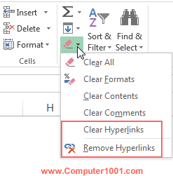 Opsi di fitur Clear Excel Opsi di fitur Clear Excel