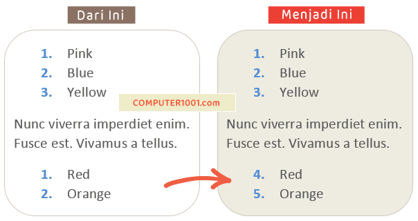Cara Melanjutkan Numbering di Word Cara Melanjutkan Numbering di Word