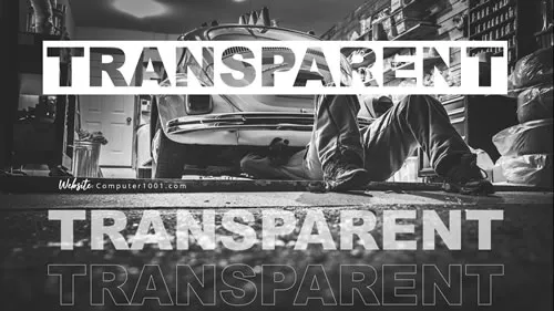 Contoh 1 Teks Transparan PowerPoint Background Hitam Putih