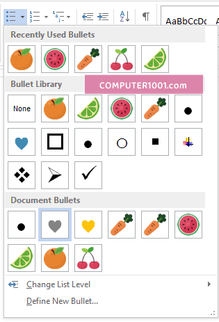 Contoh Bullet Baru di Library Contoh Bullet Baru di Library Word