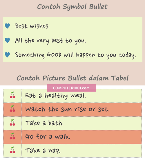 Contoh Gambar Bullet di Tabel Contoh Gambar Bullet di Tabel