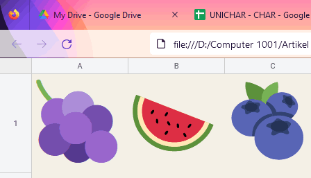 Emoji UNICHAR Google Sheets di Browser Firefox Emoji UNICHAR Google Sheets di Browser Firefox