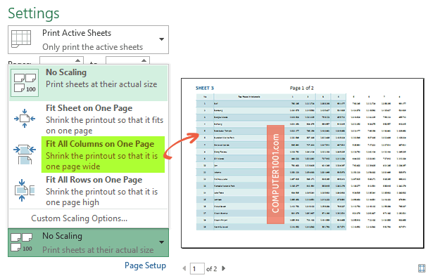 Fit All Columns on One Page Fit All Columns on One Page