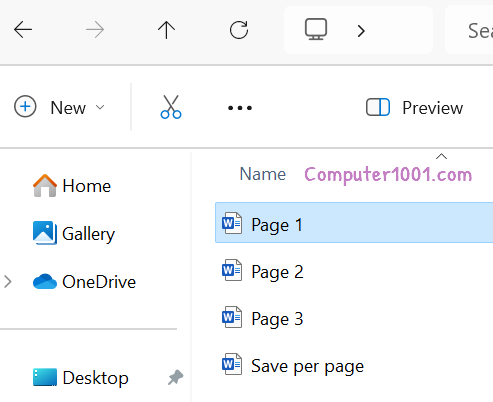 File Word Disimpan Per Halaman