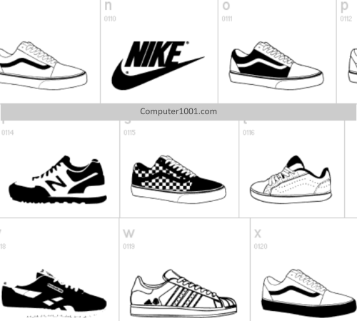 Font Gambar Sepatu Olahraga Sneakers