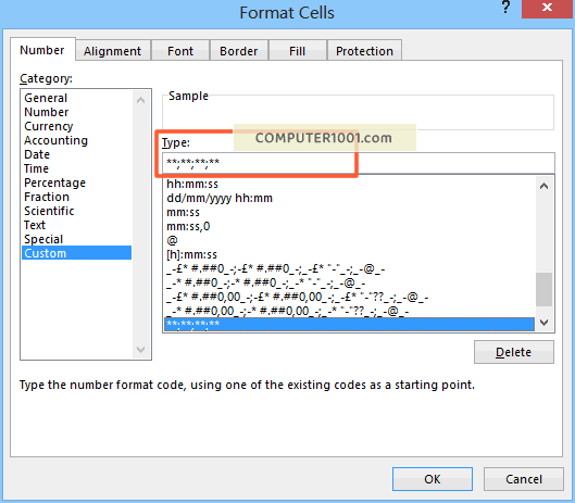 Kode Format Cells Tanda Bintang Kode Format Cells Tanda Bintang