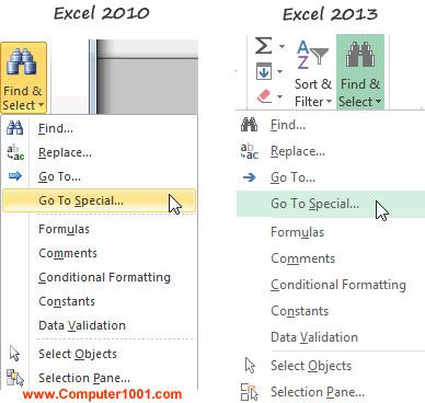 Pilih Go To Special Pilih Go To Special