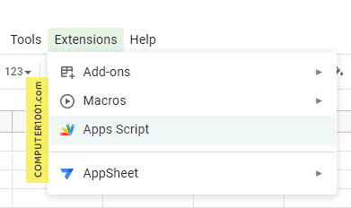 Google Sheets Extensions Apps Script