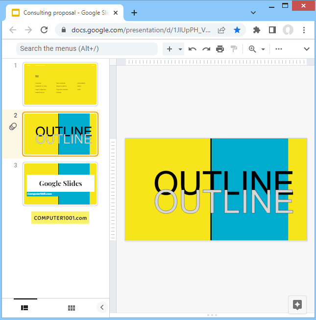 Contoh tampilan layar Google Slides yang ringkas Contoh tampilan layar Google Slides yang ringkas