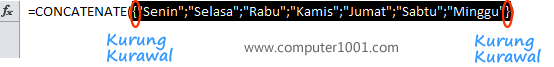 Hapus tanda kurung kurawal pada formula Hapus tanda kurung kurawal pada formula