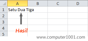 Hasil penggabungan sel dengan menggunakan Fill Justify Hasil penggabungan sel dengan menggunakan Fill Justify