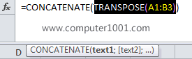 Highlight TRANSPOSE(A1:B3 Highlight TRANSPOSE(A1:B3