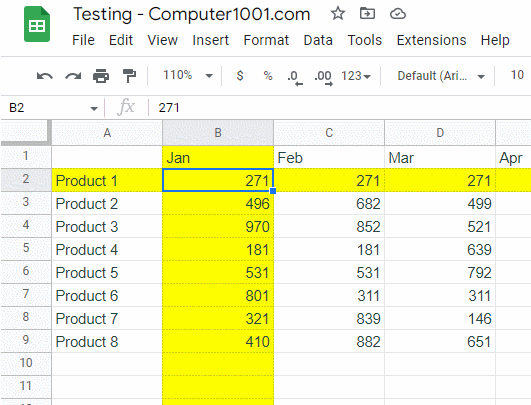 Cara Highlight Baris Kolom Aktif Google Sheets
