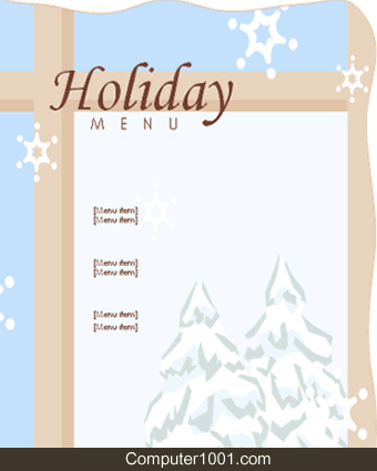 Template Menu Word Holiday Dinner