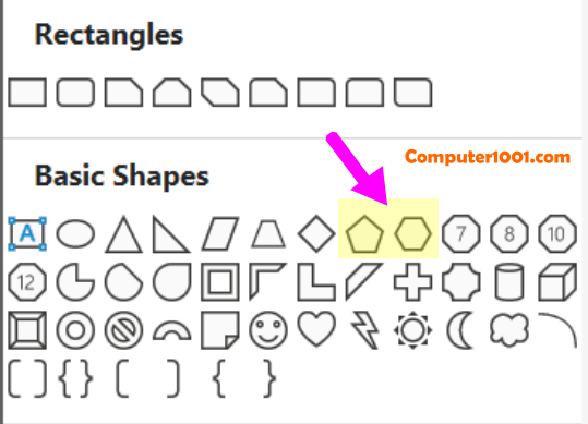 Insert Shapes Simbol Segitiga Cara Membuat Simbol Segi Lima Pentagon dan Segi Enam Hexagon dengan Insert Shapes